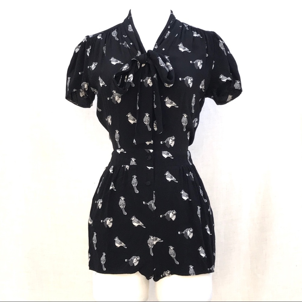 Asos Button Down Short Romper with Birds